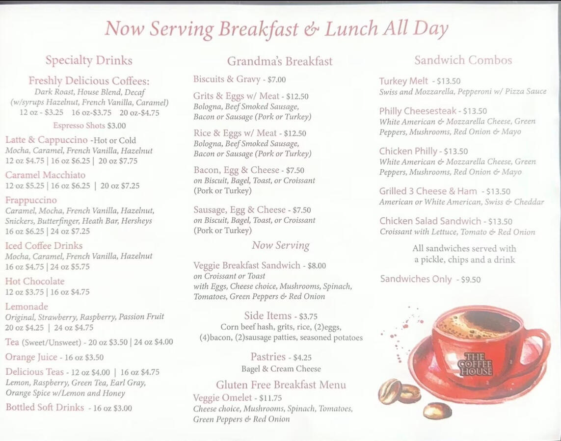 The Coffee House café menu ch-cafemenu