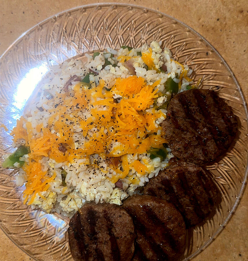 A comforting breakfast plate ch-riceplate
